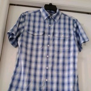 Michael Kors Men's Blue Short Sleeve Plaid Shirt S